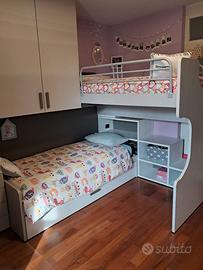 cameretta Ferri a soppalco 3 letti