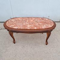 tavolino ovale legno piano marmo rosa