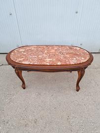 tavolino ovale legno piano marmo rosa