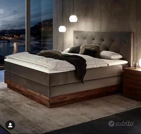 Letto matrimoniale elegante velluto grigio perla