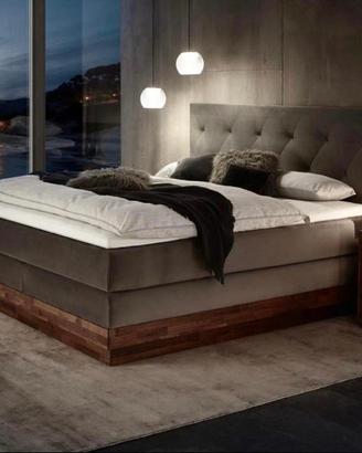 Letto matrimoniale elegante velluto grigio perla