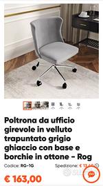 2 poltroncine in velluto grigio per ufficio