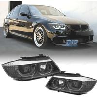 FARI BMW E90 E91 05-08 ANGEL EYES 3D FONDO NERO IN