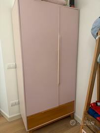 Armadio rosa cipria e legno stile rétro vintage
