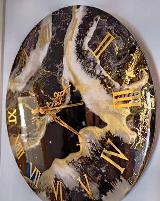 Orologio da parete in resina 40 cm nero e oro