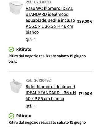 Piatto doccia e coppia vaso/ bidet