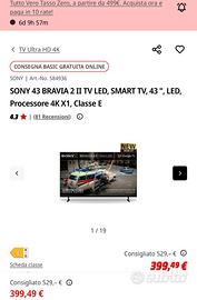 TV led 43 Sony bravia 4k