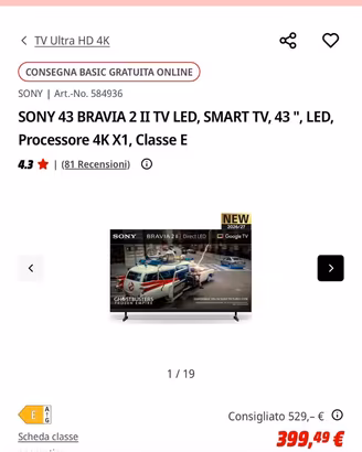 TV led 43 Sony bravia 4k
