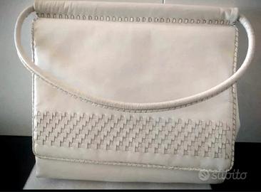 Borsa in pelle bianca vintage anni '50