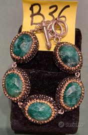 Bracciale ARGENTO 925 Smeraldi e Pietre (g.35,27