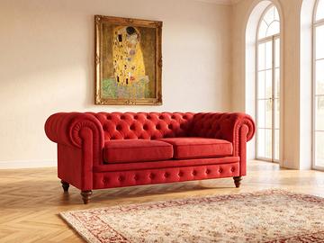 Divano Chester Royal 2 Posti in velluto rosso