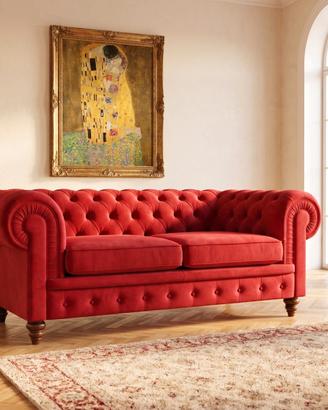 Divano Chester Royal 2 Posti in velluto rosso
