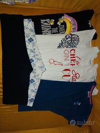 5 t-shirt e 2 leggins corti ragazza 10-12 anni