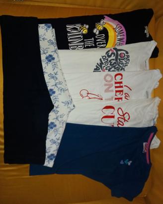 5 t-shirt e 2 leggins corti ragazza 10-12 anni