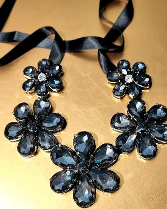 "Fleur de Minuit"- collana nuova con fiori neri