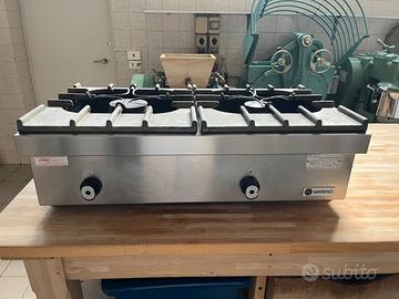 FORNELLO A GAS DUE FUOCHI D' ACCIAIO PROFESSIONALE