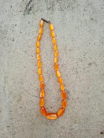 Collana vintage in resina ambra 30cm 70gr Anni 50