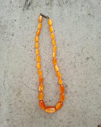 Collana vintage in resina ambra 30cm 70gr Anni 50