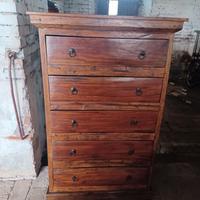 Antica cassettiera in legno massello artigianale