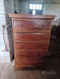 Antica cassettiera in legno massello artigianale