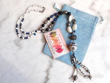Collana artigianale boho – lapislazzuli, ceramica