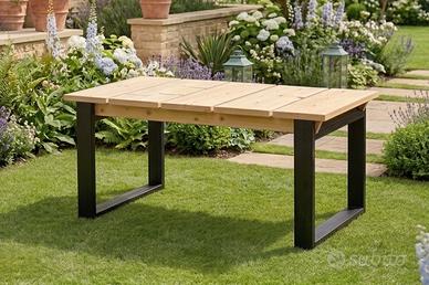 Tavolo giardino industrial design legno massello 