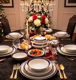 SERVIZIO PIATTI PORCELLANA BAVARIA BLU E ORO