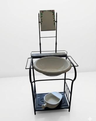 lavatoio anni 1800 in ferro battuto. bianco e nero