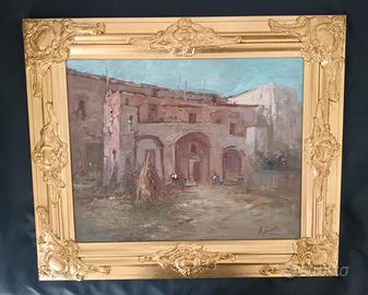 Paesaggio rurale dipinto olio su tela 