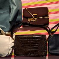 5 Borse pelle e vero rettile, vari colori.