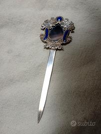 segnalibro, tagliacarte in argento 925 e lapislazz