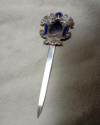 segnalibro, tagliacarte in argento 925 e lapislazz