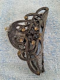 Pinza Capelli Metallo Brunito Vintage / Cristalli