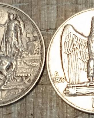 #2239 - 2 monete Regno d’Italia 1 e 5 Lire Argento