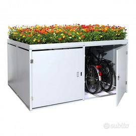 Casetta porta biciclette con fioriera !!