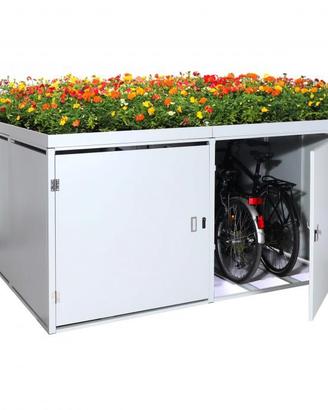 Casetta porta biciclette con fioriera !!