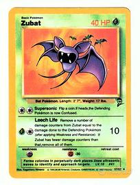 ZUBAT POKEMON 40 HP SUPERSONIC LEECH LIFE 10-1999-