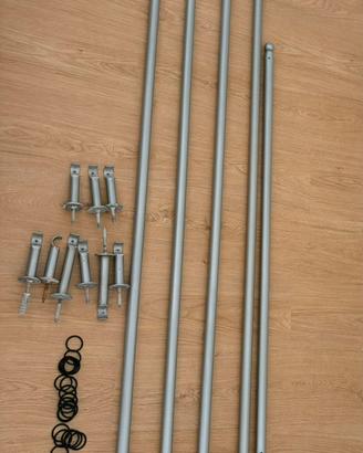 Set Bastoni tende acciao satinato + anelli