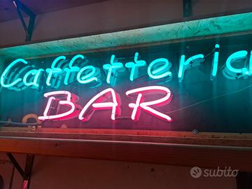 Insegna originale filo neon vintage bar caffe'