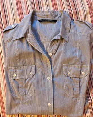 Camicia lunga a righe sottili 100% cotone