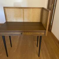 Scrivania 1 cassetto noce e vimini,  LA REDOUTE