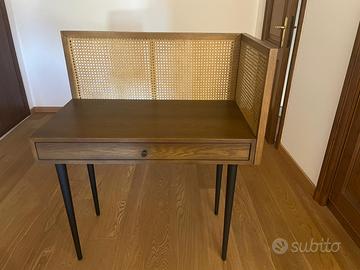 Scrivania 1 cassetto noce e vimini,  LA REDOUTE