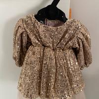 Vestitino paillettes oro neonata 0/3 mesi