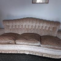 Divano e 2 poltrone vintage tessuto damascato in o