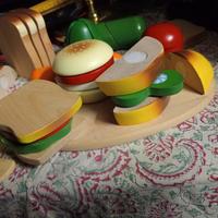 Set Gioco Cucina Legno Panini e Frutta