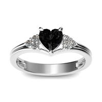 anello cuore argento sterling 925 onice nero