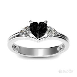anello cuore argento sterling 925 onice nero
