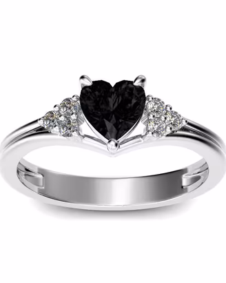 anello cuore argento sterling 925 onice nero