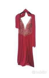 Abito cerimonia elegante colore rosso e oro
