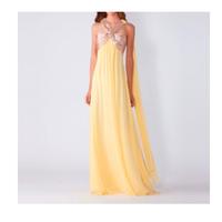 Abito lungo da cerimonia giallo e oro Nenette